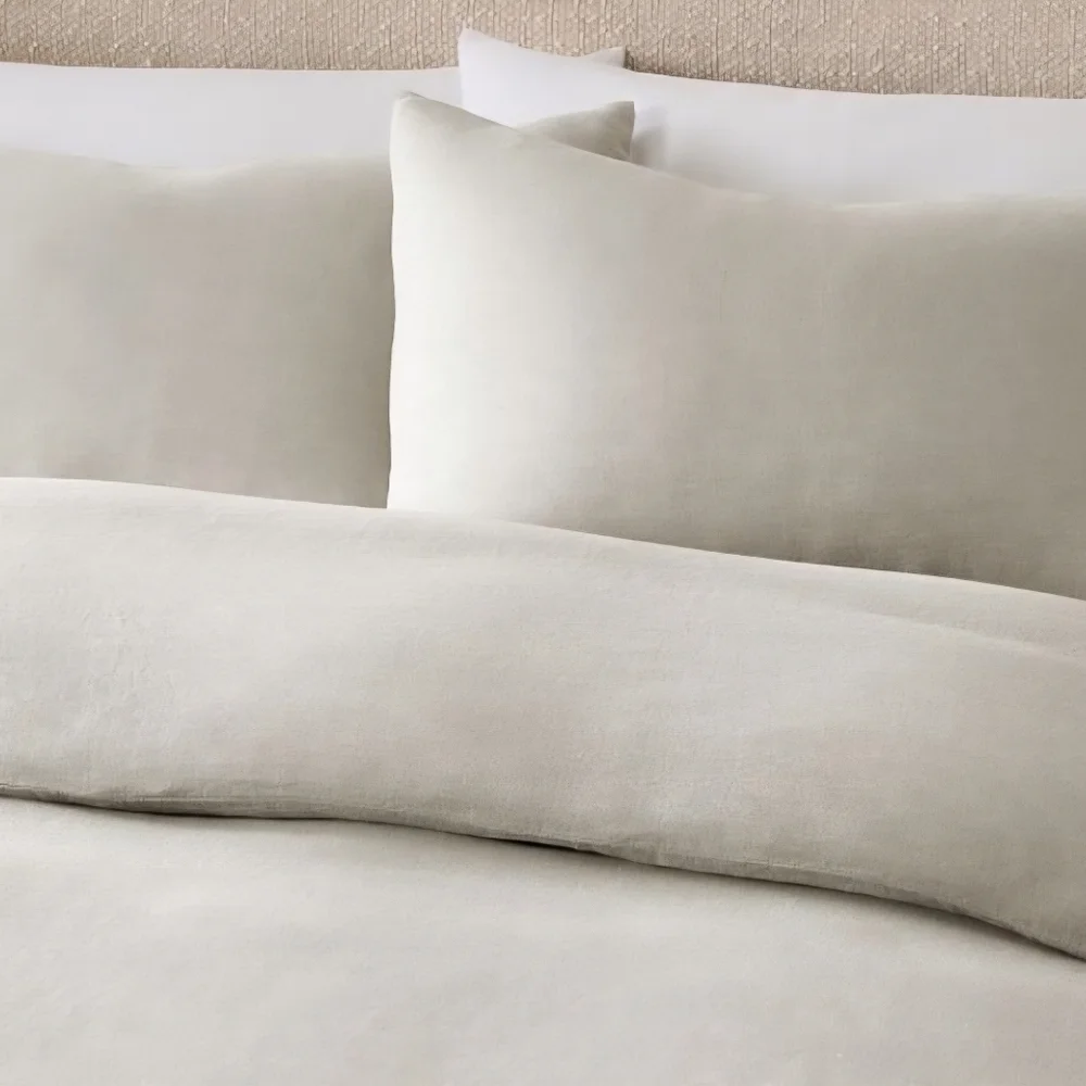European Flax Linen King Sham,Warm Gray Melange, Retail Price $59.00 USD
